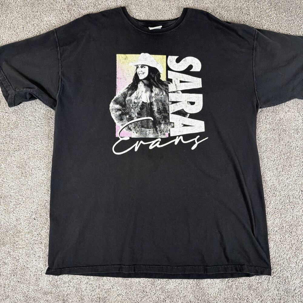 Sara Evans Shirt Mens 2XL Black Faded Bluegrass Country Western Music Tee